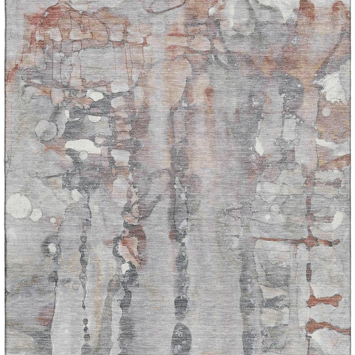 10' X 14' Abstract Washable Area Rug With UV Protection (718502) - Copper / Gray