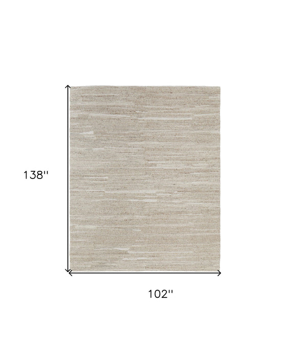 8' x 12' Abstract Hand Woven Worn Faded Area Rug - Ivory