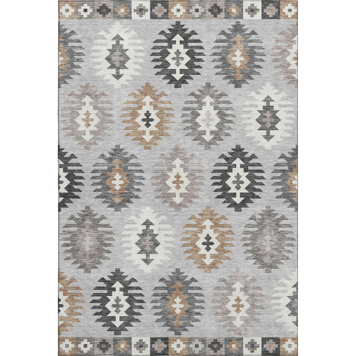 10' X 14' Southwestern Washable Area Rug With UV Protection (677663) - Silver / Gray / Taupe