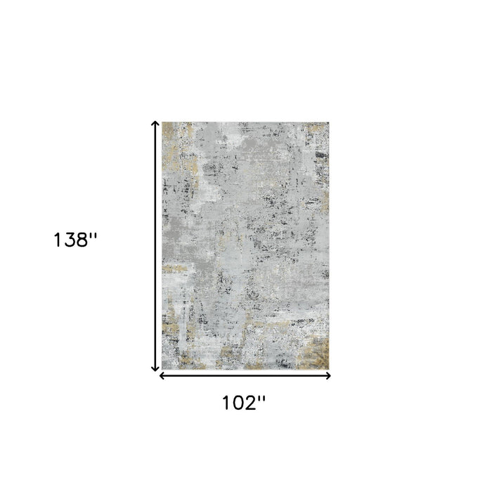 12' X 9' Contemporary Abstract Area Rug - Gray / Ivory