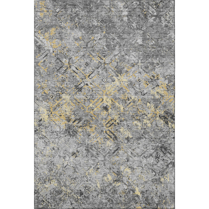 9' X 12' Diamond Washable Area Rug With UV Protection - Gray