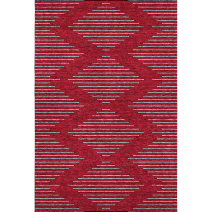 10' X 14' Geometric Washable Area Rug With UV Protection (679858) - Red / Gray