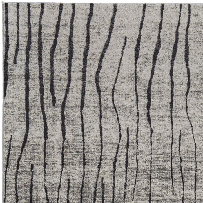 8' X 10' Abstract Power Loom Area Rug - Gray And Black