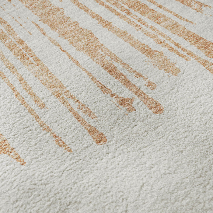 10' X 14' Abstract Washable Area Rug With UV Protection (653554) - Salmon / Ivory