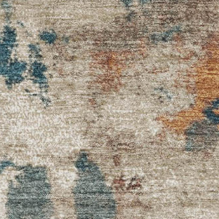 10' X 14' Abstract Washable Area Rug With UV Protection (718364) - Teal / Copper