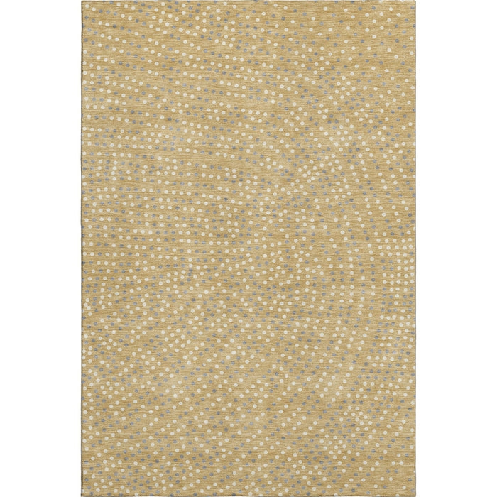 10' X 14' Polka Dot Washable Area Rug With UV Protection (680163) - Gold / Ivory / Gray