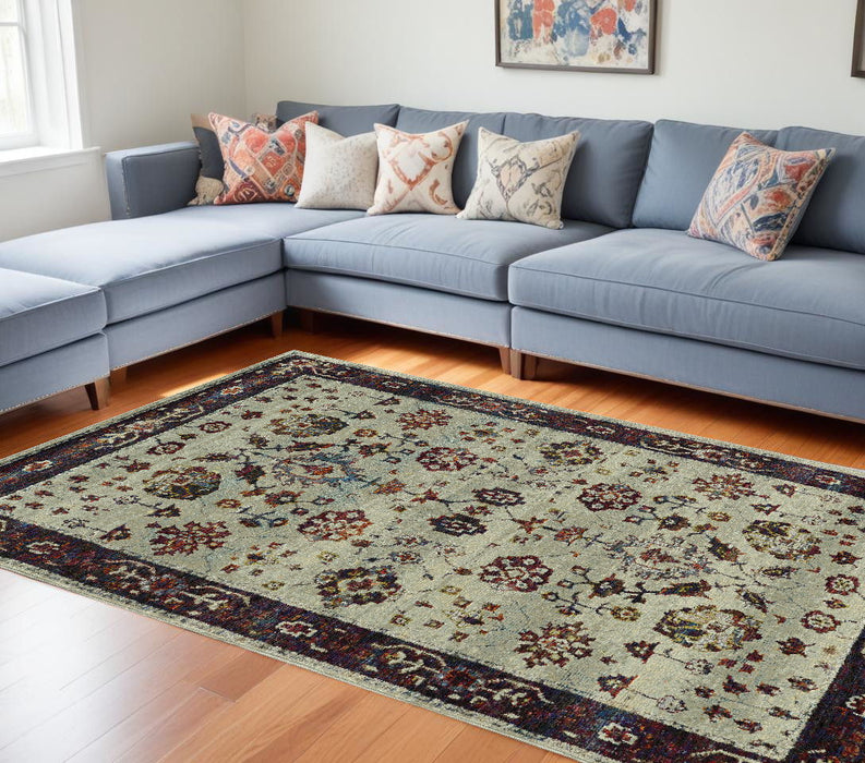 9' x 12' Oriental Power Loom Area Rug - Red And Ivory