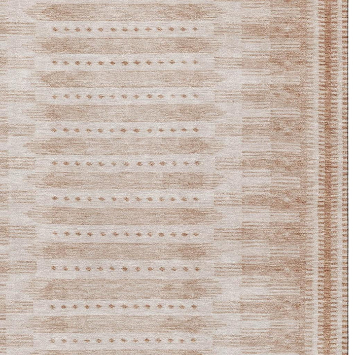 10' X 14' Geometric Washable Area Rug With UV Protection (708043) - Salmon / Beige