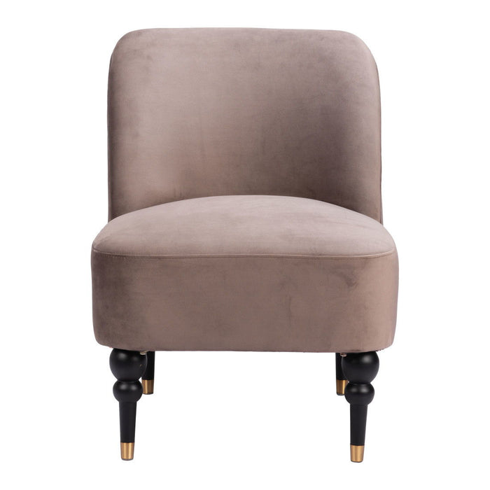 Velvet Side Chair - Taupe Black And Gold