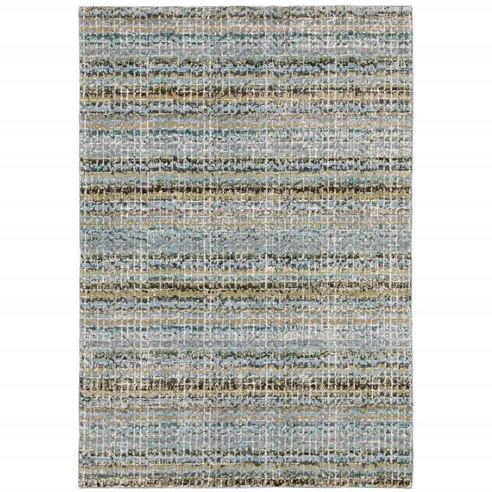 7.9' x 11.3' Abstract Power Loom Area Rug - Blue And Ivory