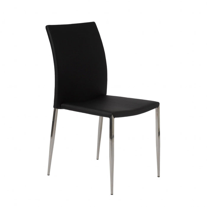 Upholstered Faux Leather Dining Side Chair (Set of 2) - Black