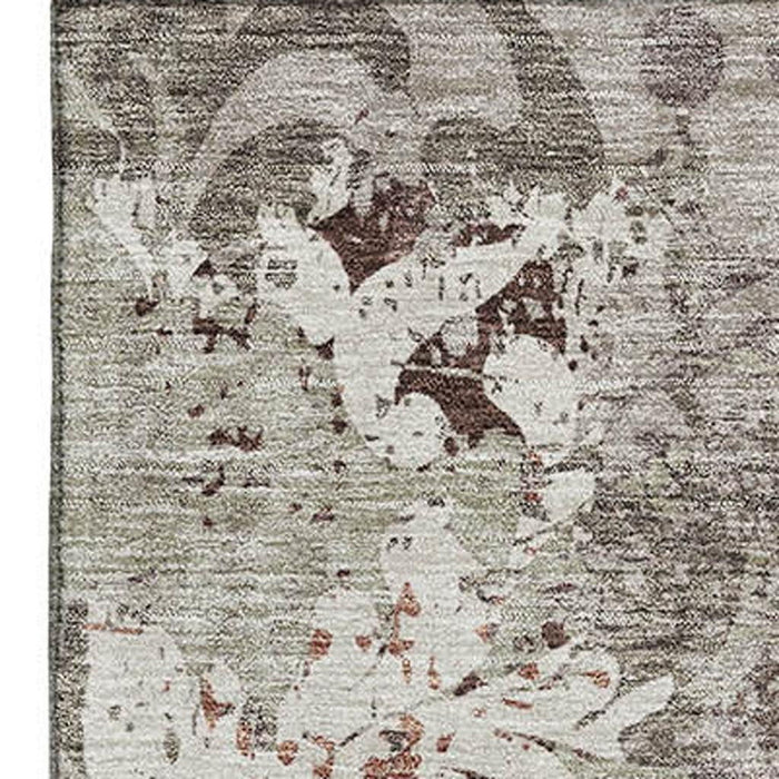 10' X 14' Damask Washable Area Rug With UV Protection (674377) - Taupe / Beige / Gray