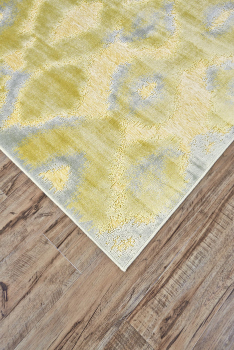 10' x 13' Abstract Power Loom Area Rug - Gold Gray And Tan