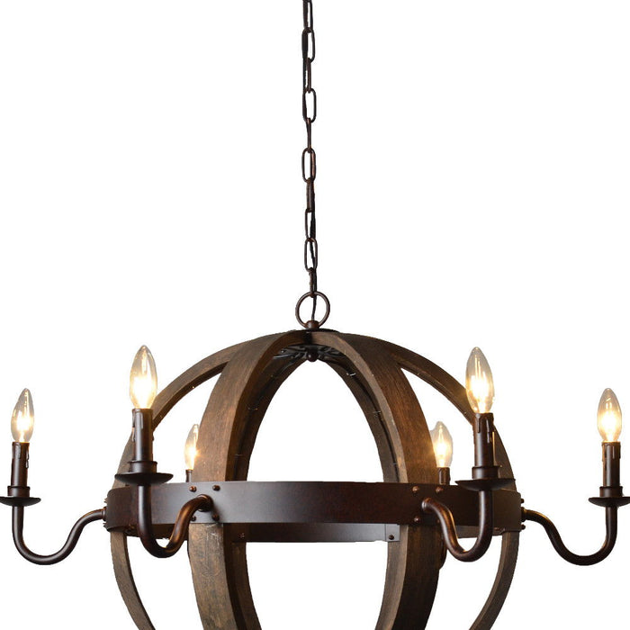 Unique Statement Six Light Metal Chandelier - Brown