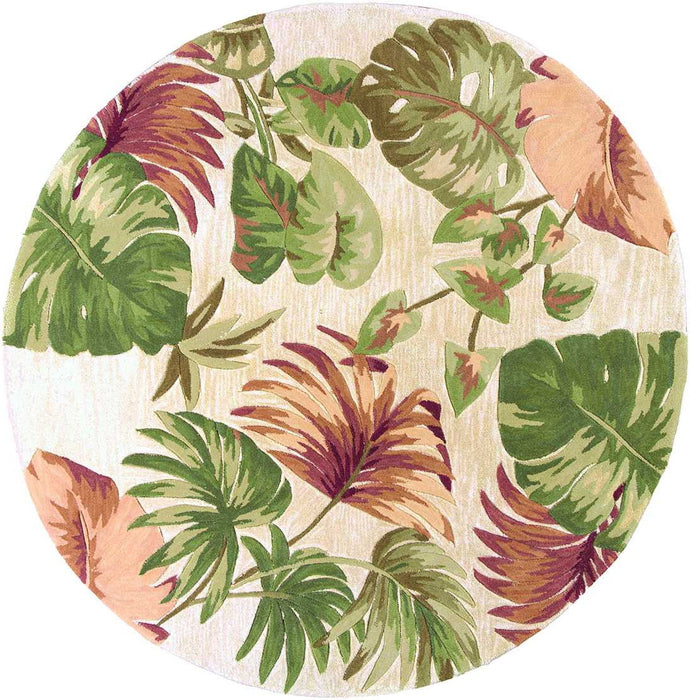 7' Round Wool Area Rug - Beige