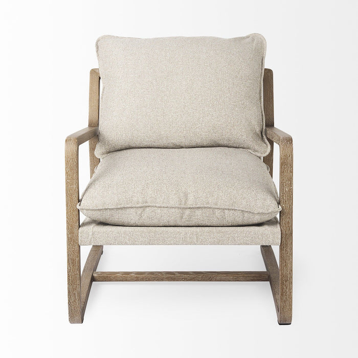 34" Contemporary Wood Fabric Lounge Chair - Brown