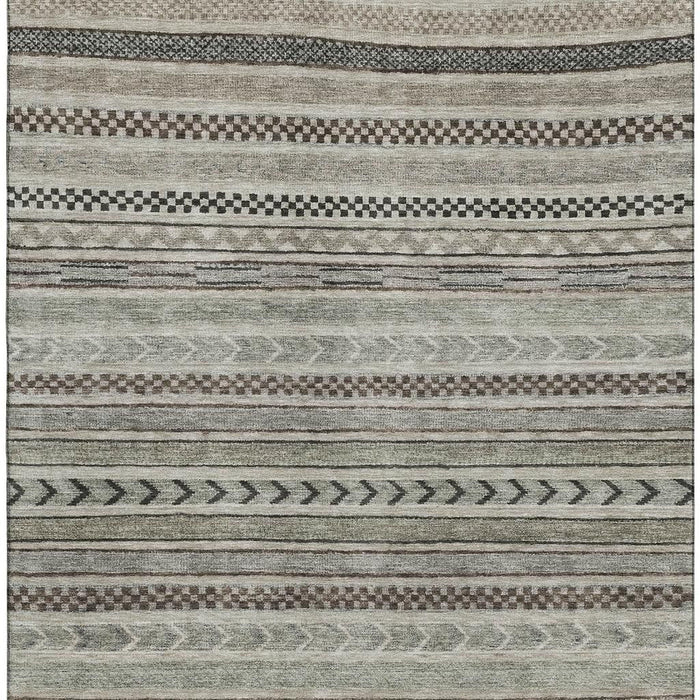 10' X 14' Striped Washable Area Rug With UV Protection (695216) - Taupe / Beige