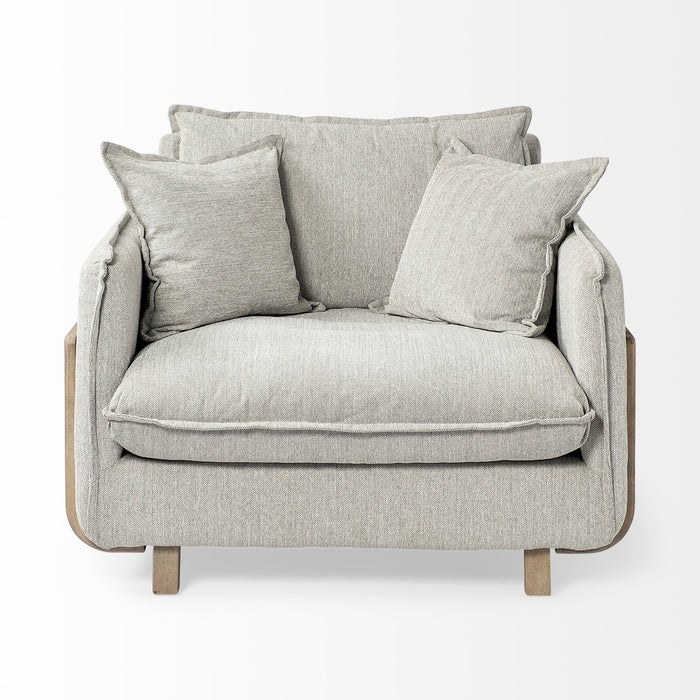 Fabric Arm Chair - Gray And Wood Brown