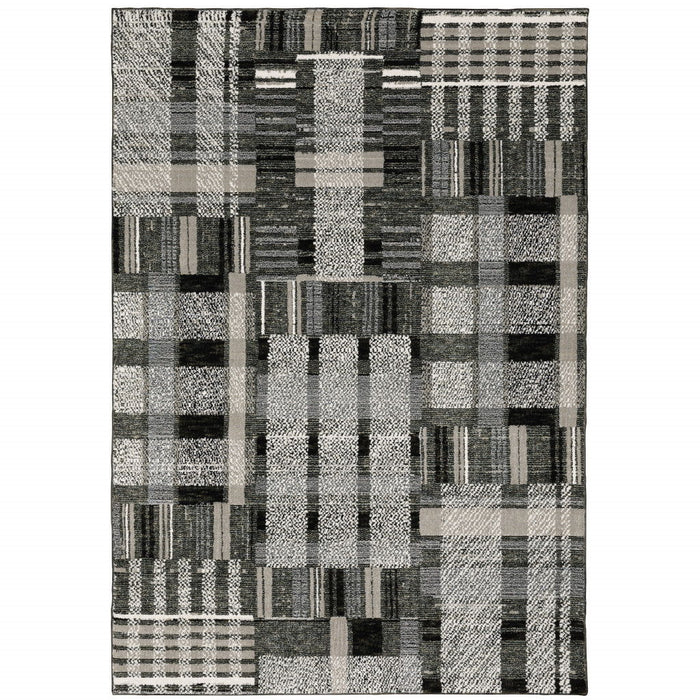 10' x 13' Geometric Power Loom Area Rug - Gray And Black
