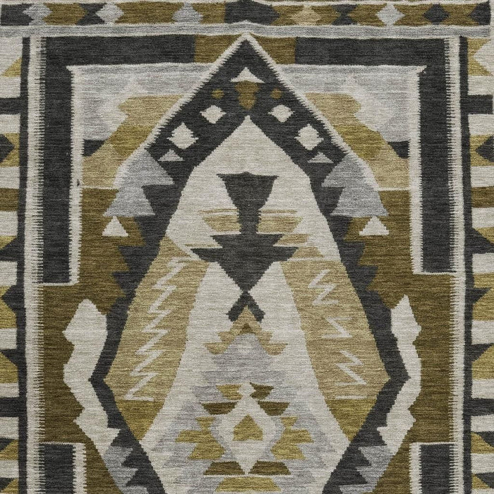 10' X 14' Tribal Washable Area Rug With UV Protection (707995) - Chocolate / Beige / Charcoal
