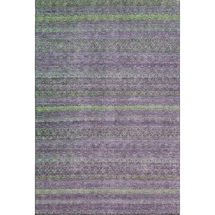 10' X 14' Striped Washable Area Rug With UV Protection (718067) - Purple / Green