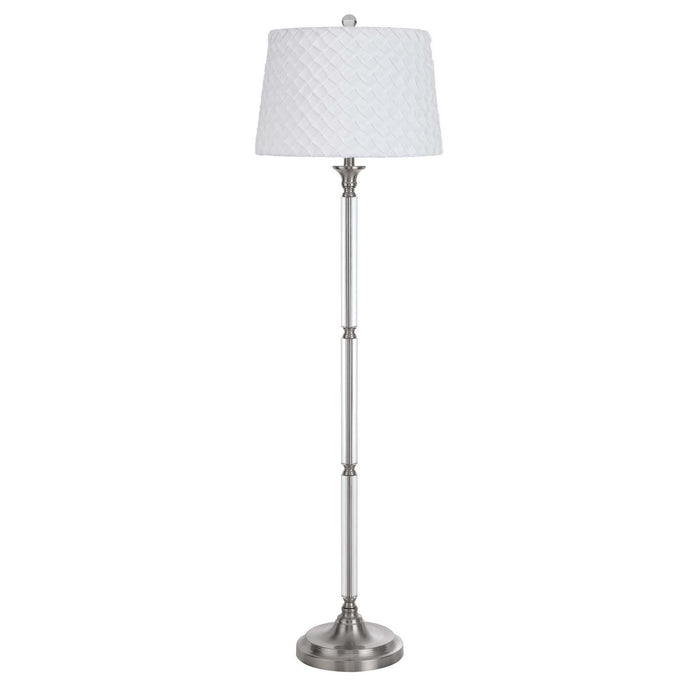 60" Traditional Shaped Floor Lamp With White Square Shade - Nickel