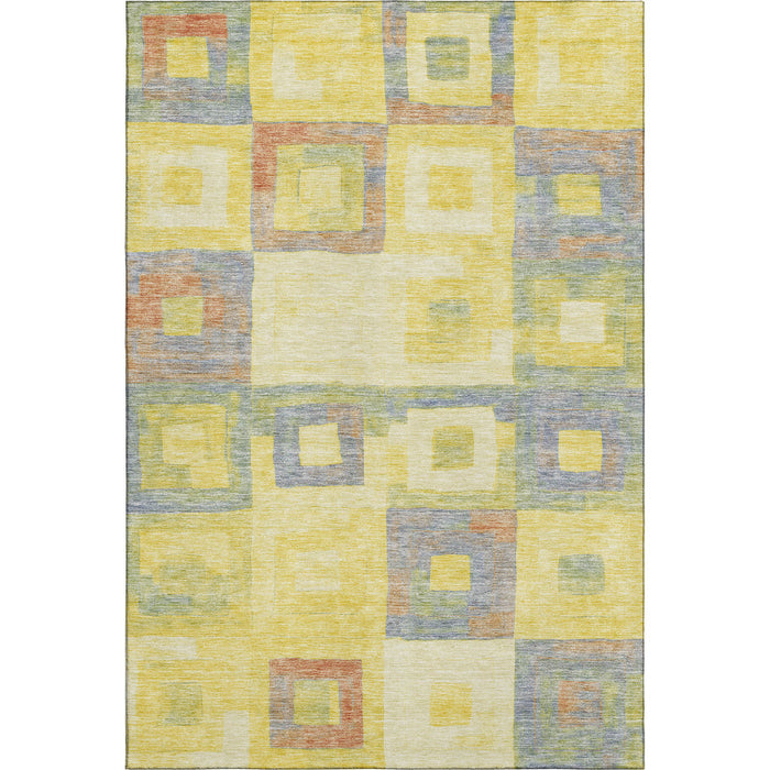10' X 14' Geometric Washable Area Rug With UV Protection (686711) - Yellow / Orange / Purple / Ivory