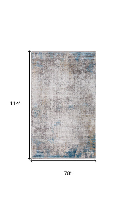 7' X 10' Industrial Abstract Power Loom Area Rug With Fringe - Ivory