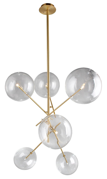 Antiqued brass Sputnik four-light metal chandelier with shades, modern industrial style lighting fixture by HomeRoots.