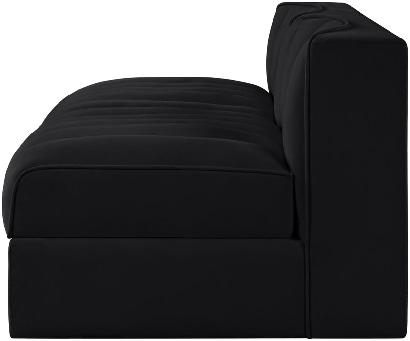 Rummi - Velvet Performance Fabric Upholstered 2 Piece Modular Armless Loveseat