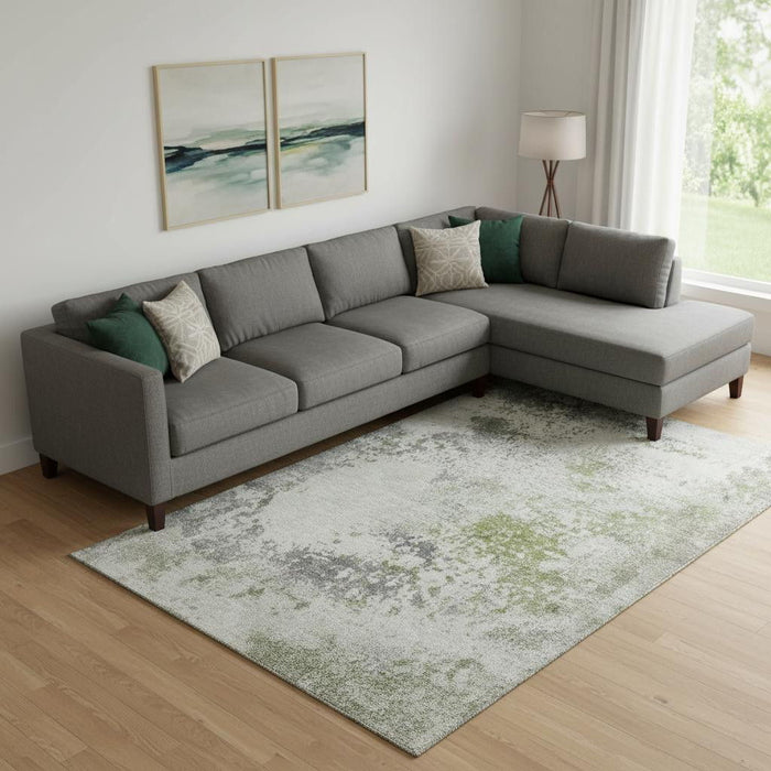 10' X 14' Abstract Washable Area Rug With UV Protection (717062) - Linen / Gray