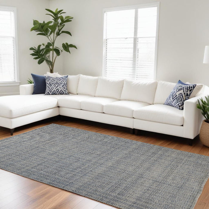 9' x 12' Hand Woven Area Rug - Tan And Blue