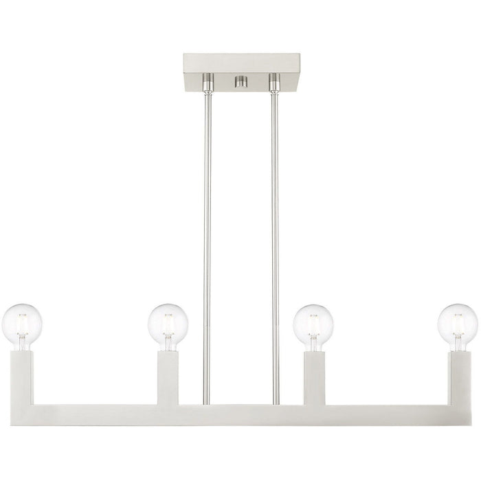 17'' Four-Light Dimmable Chandelier With Shades - Nickel