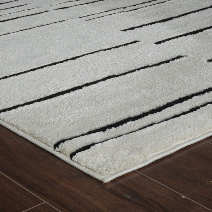 7.9' x 7.9' Abstract Distressed Area Rug - Cream And Black