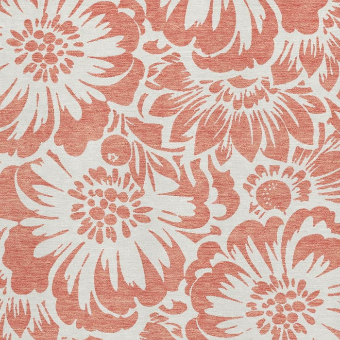 5' X 8' Floral Washable Area Rug With UV Protection (648696) - Salmon / Ivory