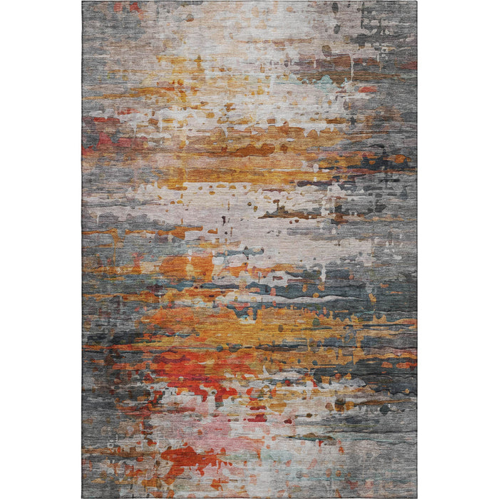 10' X 14' Abstract Washable Area Rug With UV Protection (715435) - Terra Cotta / Beige