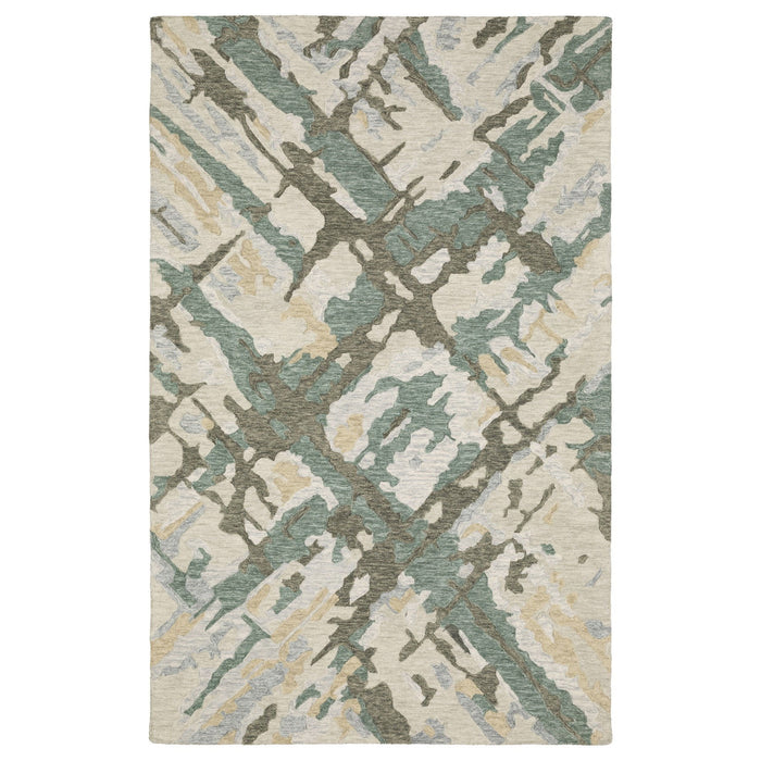 8' X 10' Wool Abstract Hand Tufted Area Rug - Gray And Teal