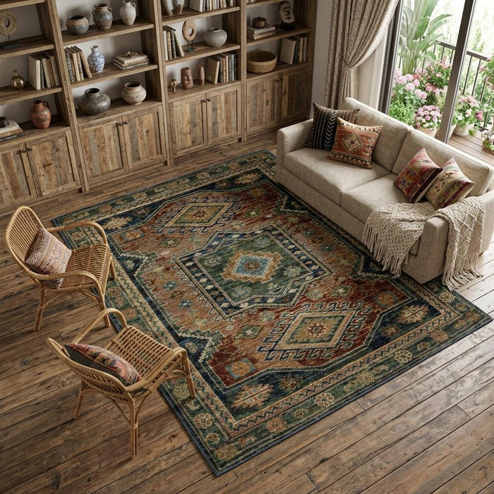 10' X 13' Tribal Area Rug (576330) - Blue / Brown / Green