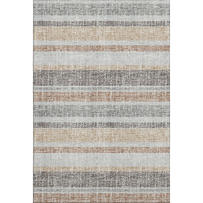 10' X 14' Striped Washable Area Rug With UV Protection (718605) - Gray / Beige
