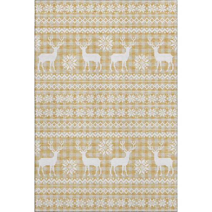 10' X 14' Abstract Geometric Washable Area Rug With UV Protection (701978) - Gold / Gray / Ivory