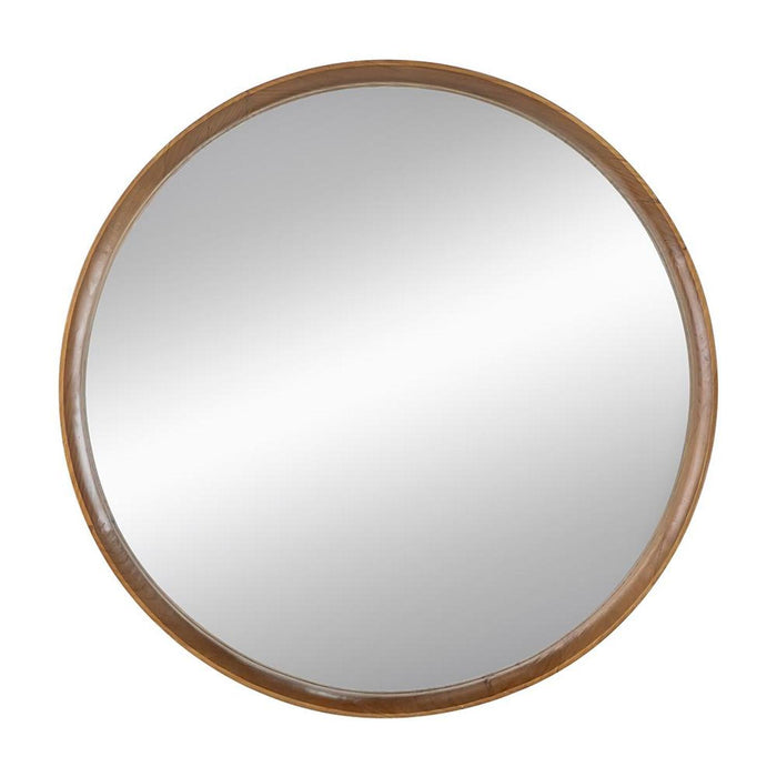32" Round Framed Accent Mirror - Brown