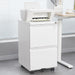 Giga metal 2-drawer locking file cabinet with wheels, suitable for letter, legal, and A4 papers, ideal for home office organization.
