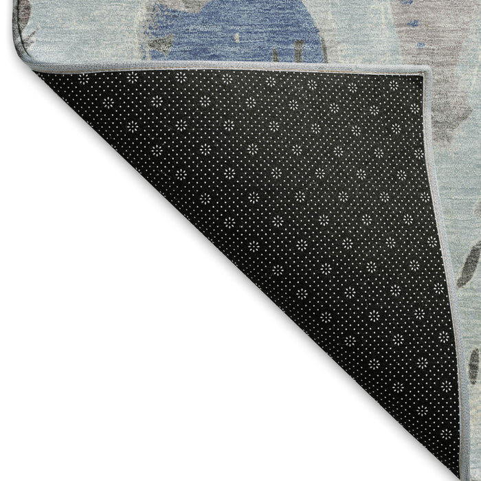10' X 14' Geometric Washable Area Rug With UV Protection (694538) - Sky Blue / Taupe / Ivory