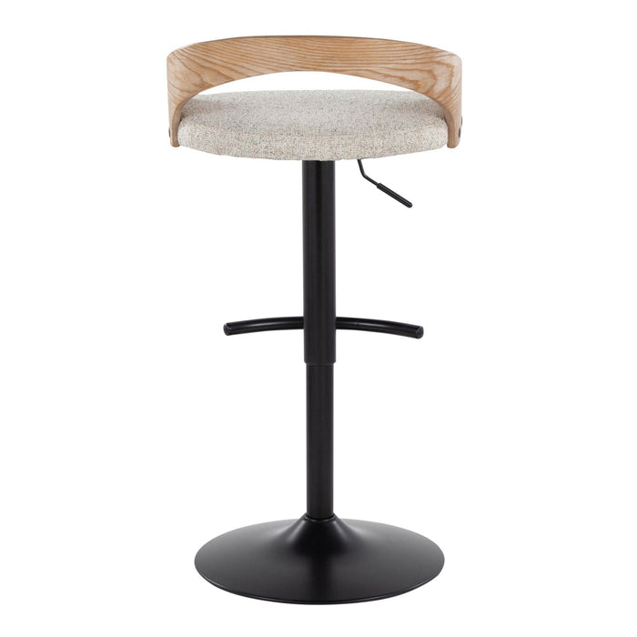Grotto - Adjustable Barstool - Black Metal, Whitewashed Wood