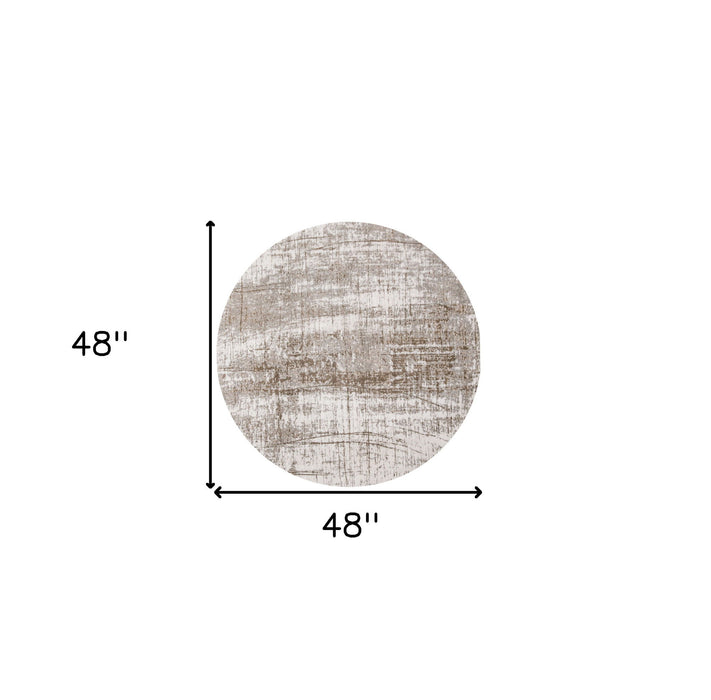 4' x 4' Round Abstract Non Skid Area Rug - Gray And Beige