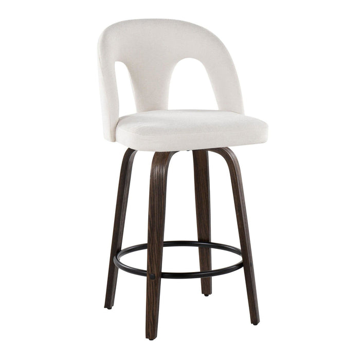 Ava - Upholstered Fixed-Height Barstool (Set of 2) - Walnut Glazed Wood Base
