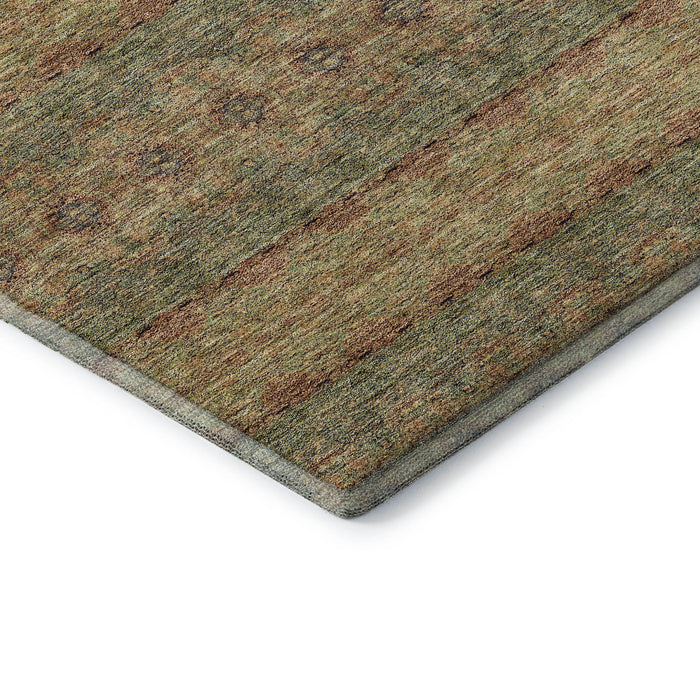 10' X 14' Floral Medallion Washable Area Rug With UV Protection (651322) - Green / Copper