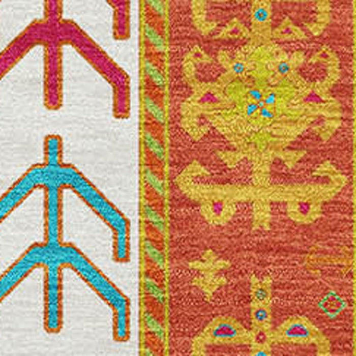 10' X 14' Southwestern Washable Area Rug With UV Protection (679684) - Teal / Lime Green / Orange