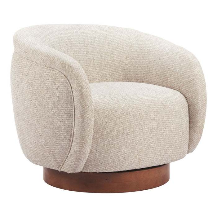 36" Upholstered Swivel Arm Chair - Beige