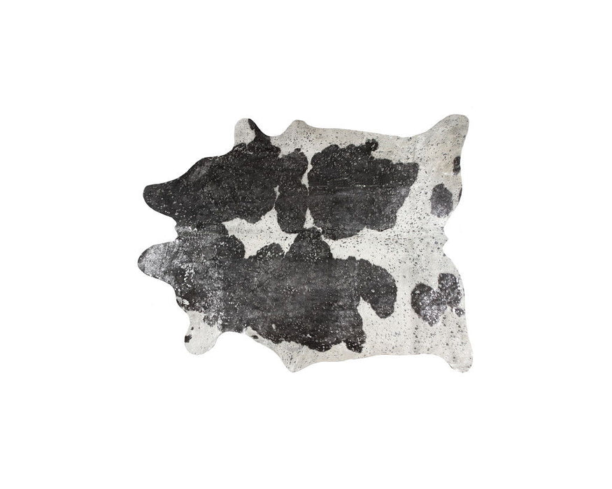 5' x 7' Cowhide Hand Knotted Area Rug - Black And White
